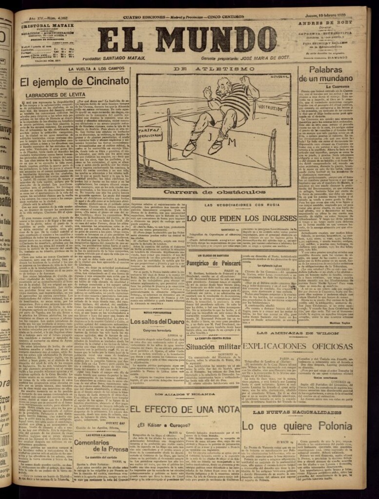 Miniatura de El Mundo del 19 de febrero de 1920