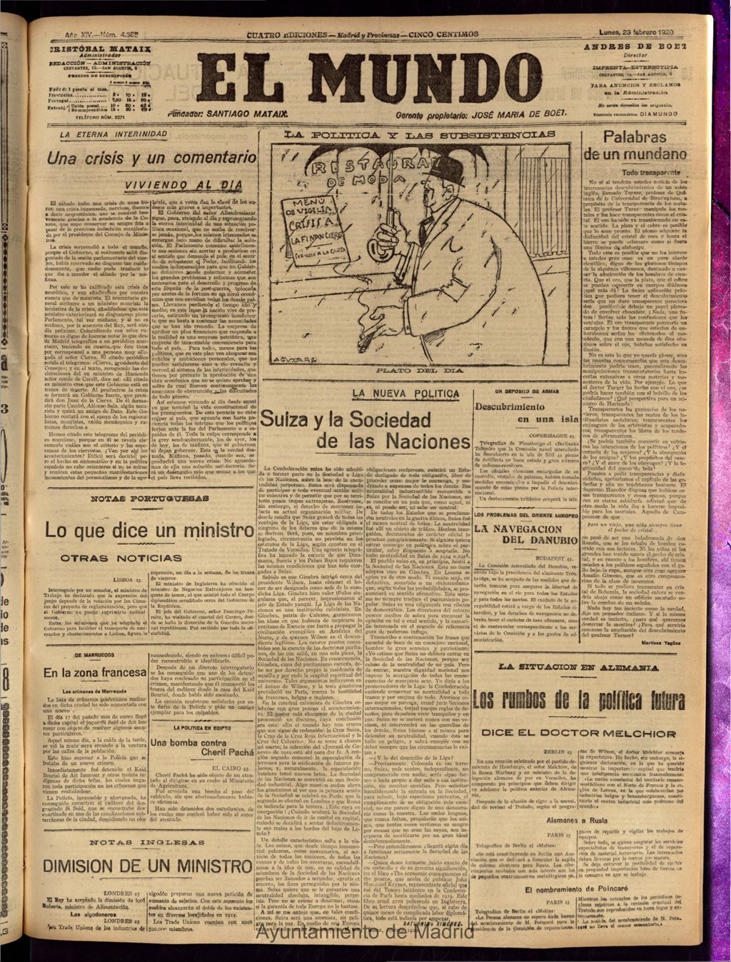 Miniatura de El Mundo del 23 de febrero de 1920