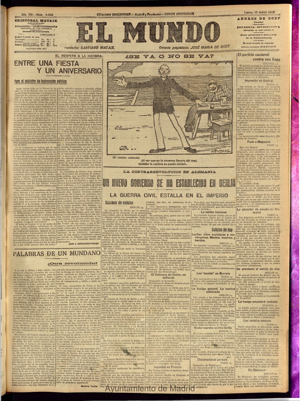 Miniatura de El Mundo del 15 de marzo de 1920