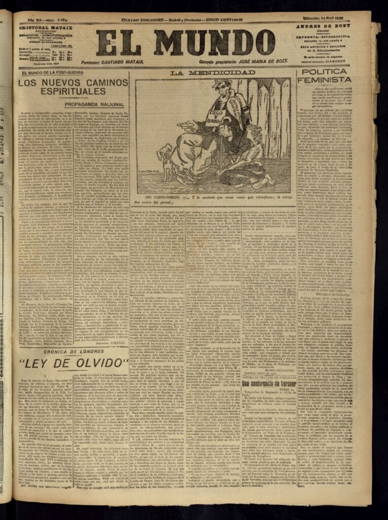 Miniatura de El Mundo del 14 de abril de 1920