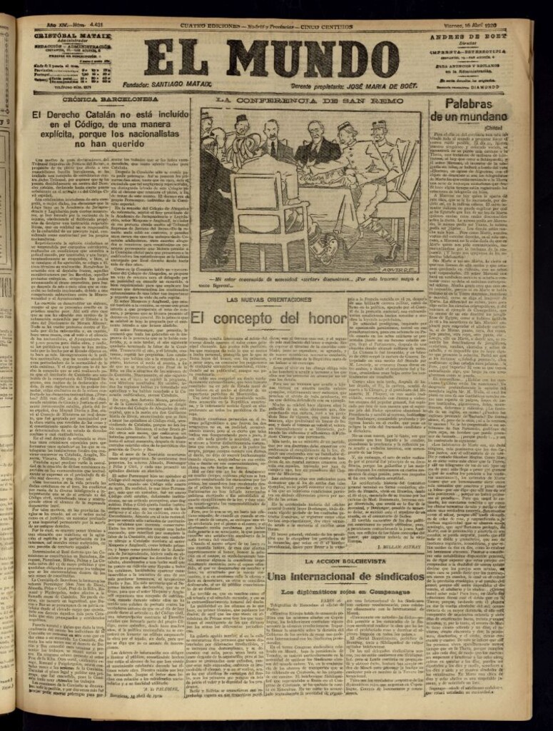 Miniatura de El Mundo del 16 de abril de 1920