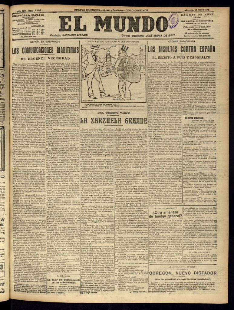 Miniatura de El Mundo del 13 de mayo de 1920