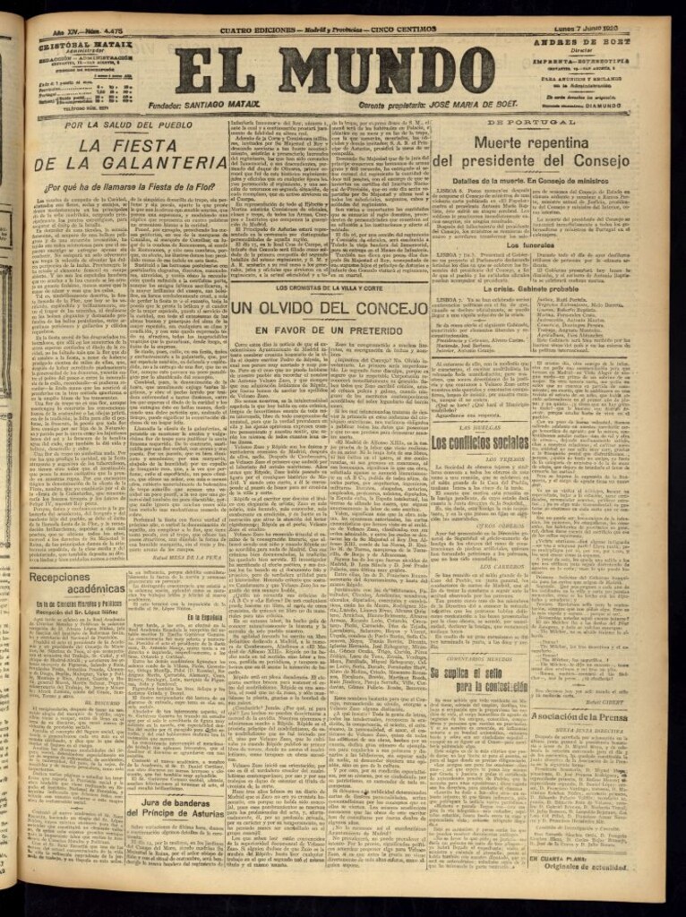 Miniatura de El Mundo del 7 de junio de 1920
