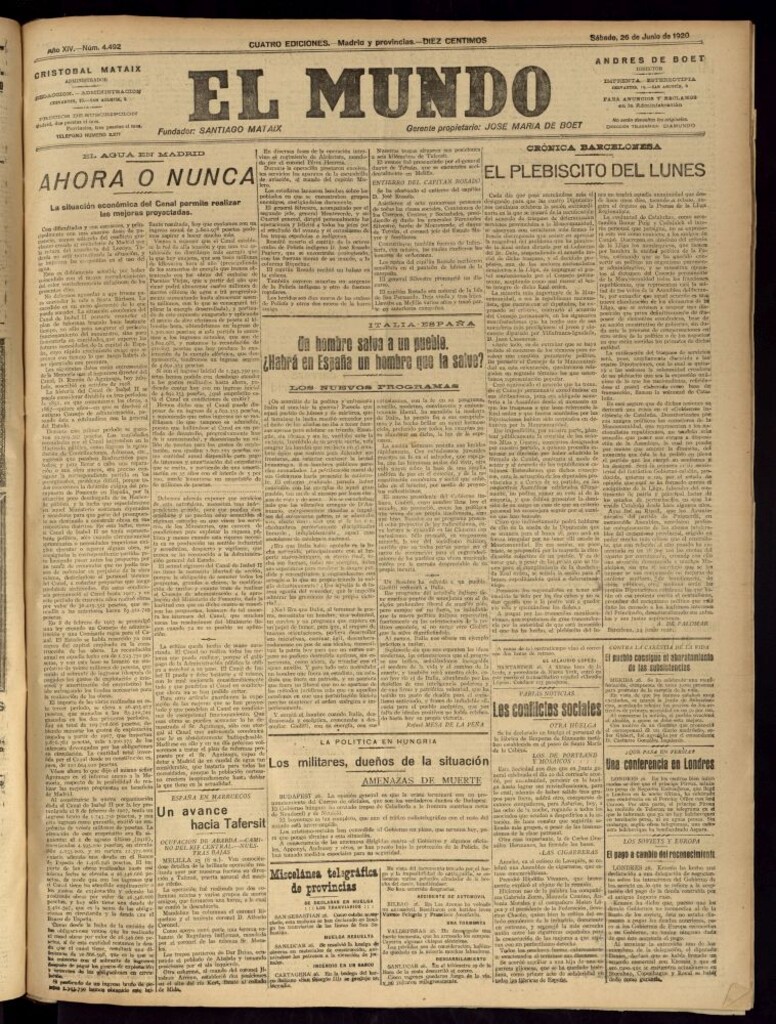 Miniatura de El Mundo del 26 de junio de 1920