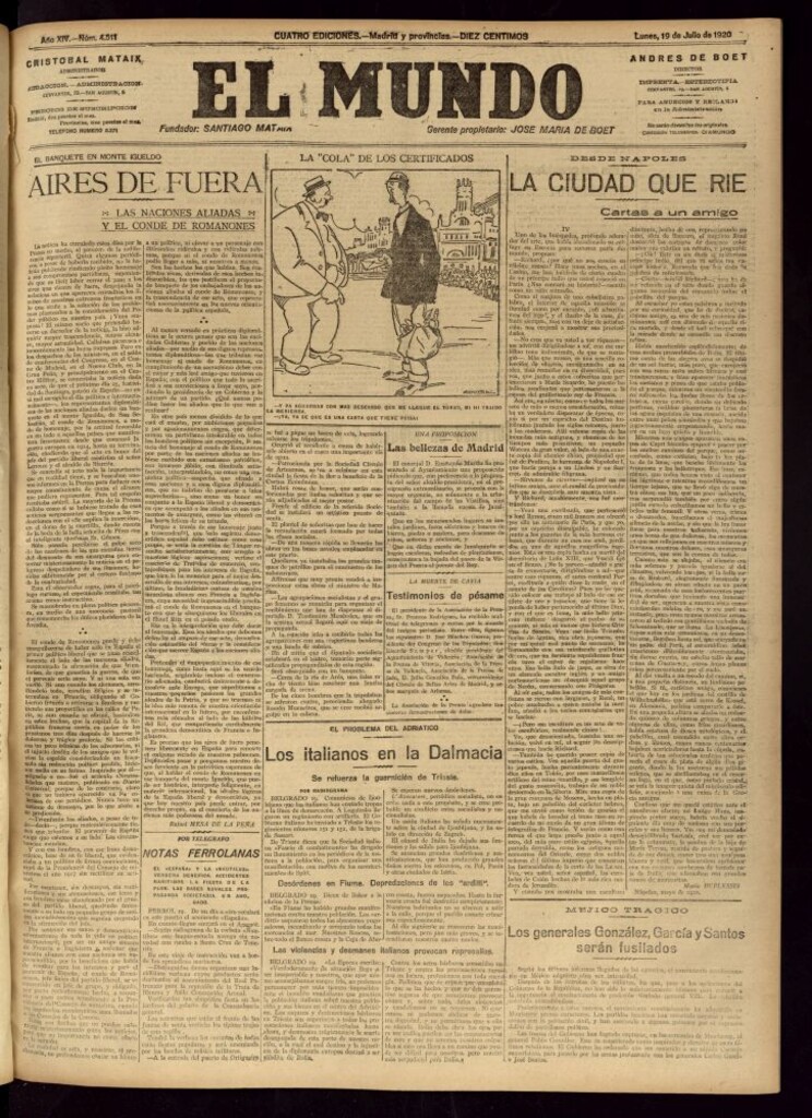 Miniatura de El Mundo del 19 de julio de 1920