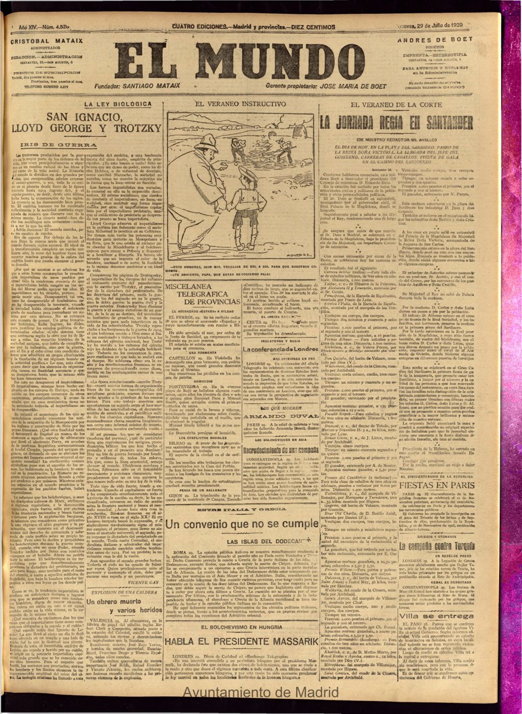 Miniatura de El Mundo del 29 de julio de 1920