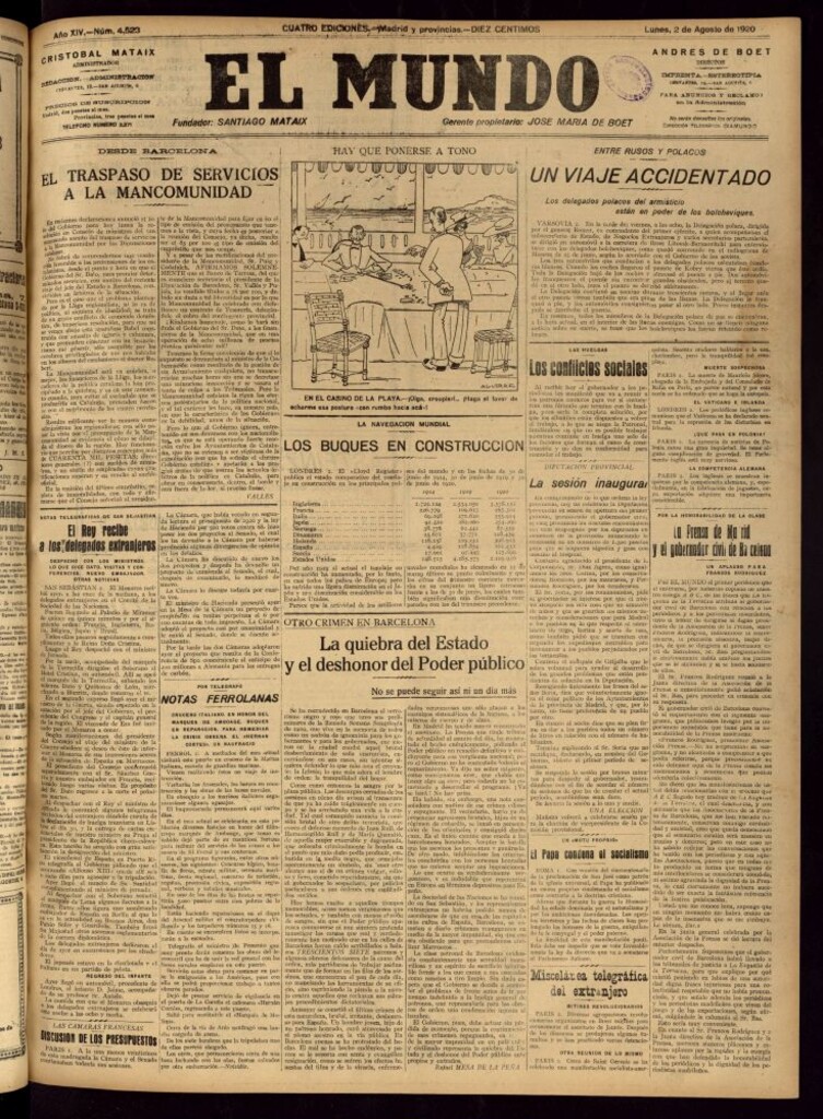 Miniatura de El Mundo del 2 de agosto de 1920