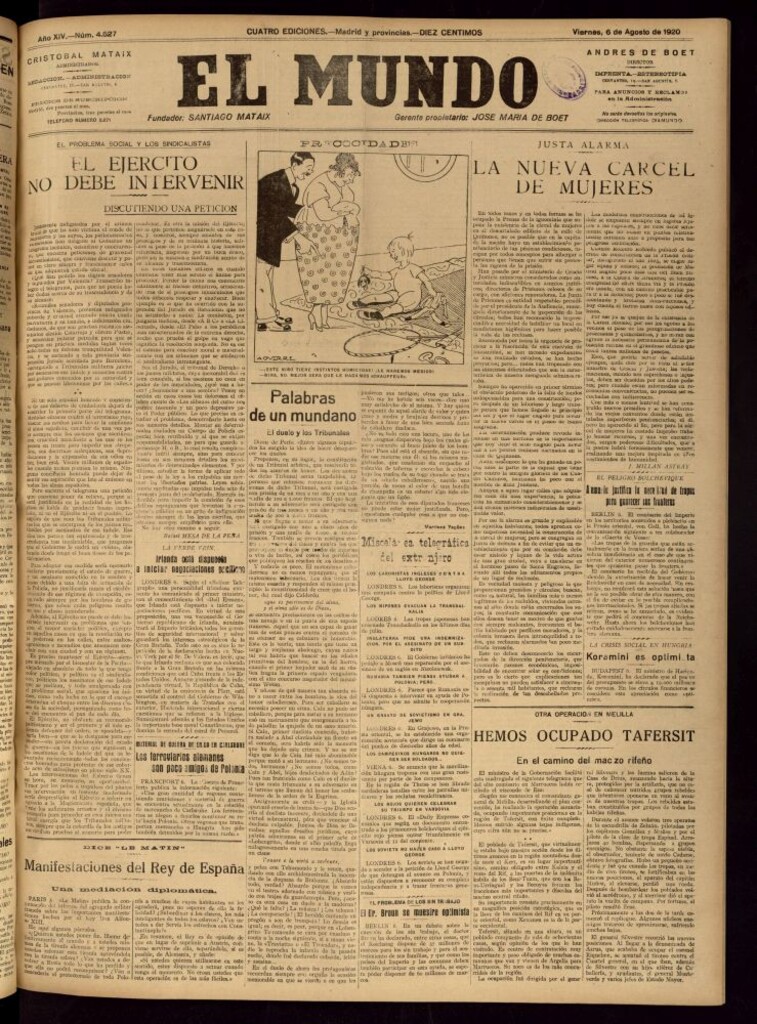 Miniatura de El Mundo del 6 de agosto de 1920