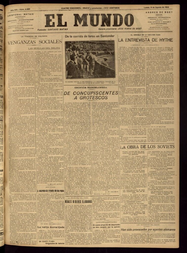 Miniatura de El Mundo del 9 de agosto de 1920
