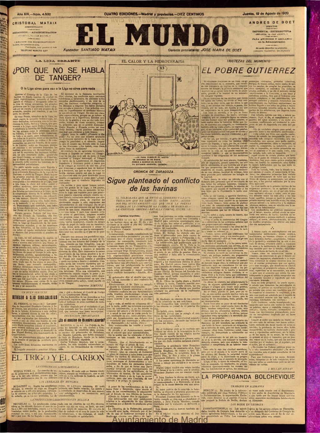 Miniatura de El Mundo del 12 de agosto de 1920