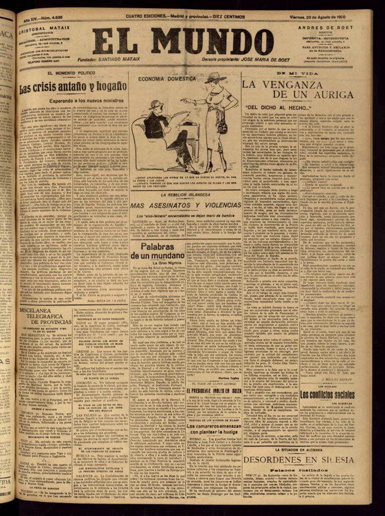 Miniatura de El Mundo del 20 de agosto de 1920