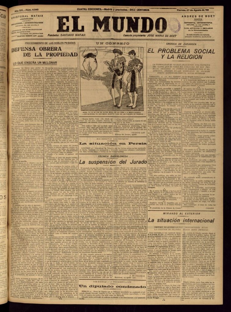 Miniatura de El Mundo del 27 de agosto de 1920