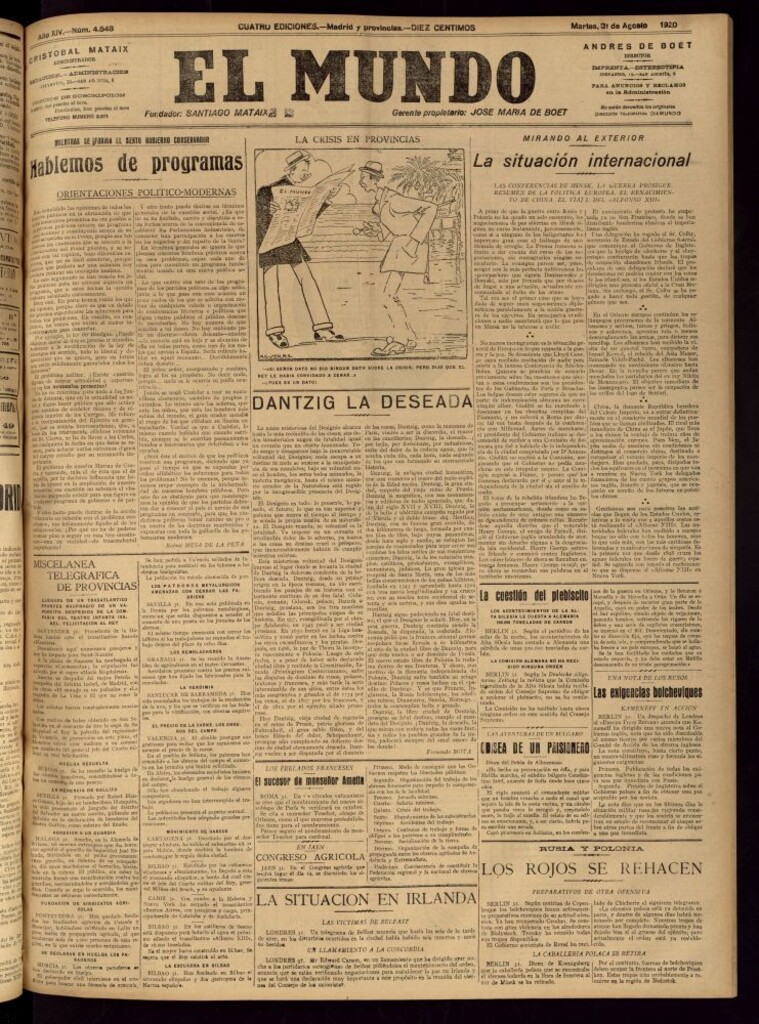 Miniatura de El Mundo del 31 de agosto de 1920