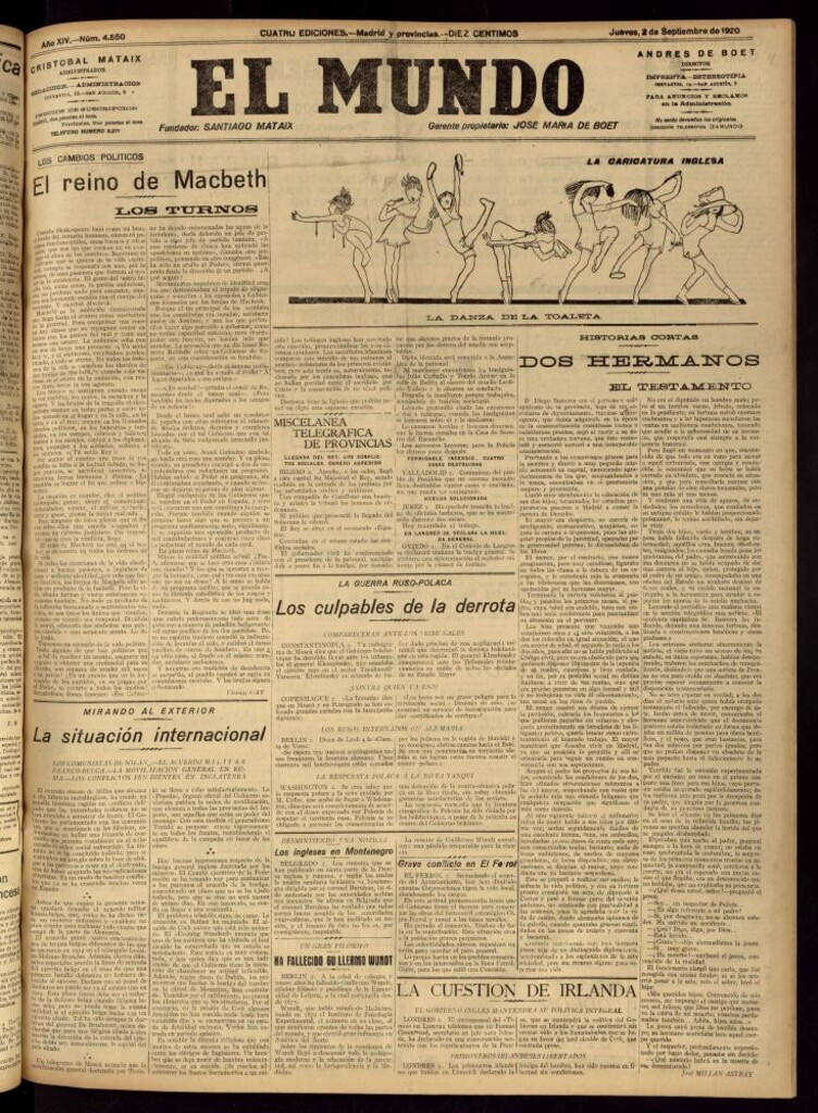 Miniatura de El Mundo del 2 de septiembre de 1920