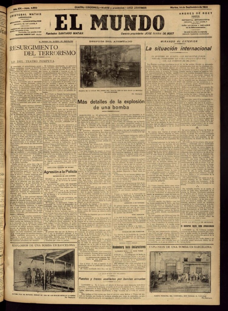 Miniatura de El Mundo del 14 de septiembre de 1920