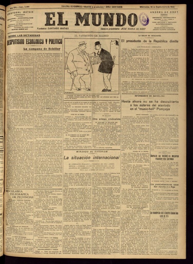 Miniatura de El Mundo del 15 de septiembre de 1920