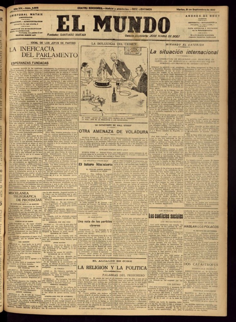 Miniatura de El Mundo del 21 de septiembre de 1920