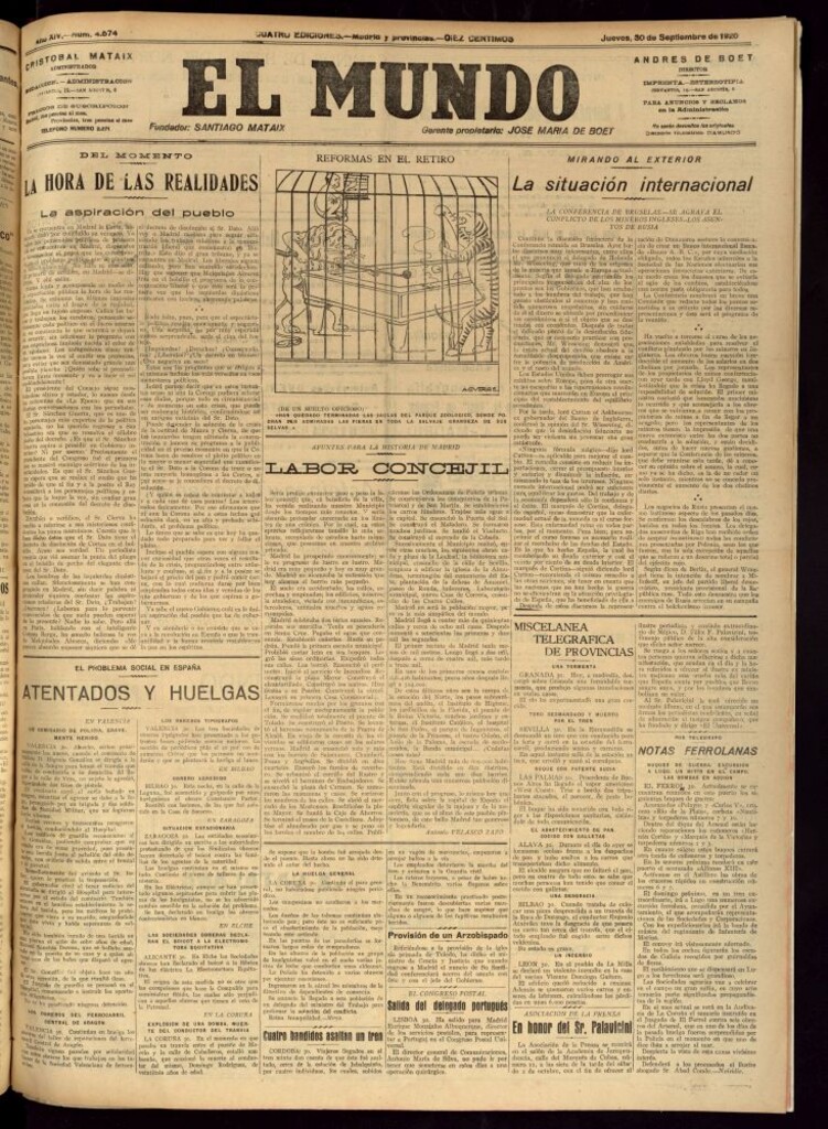 Miniatura de El Mundo del 30 de septiembre de 1920