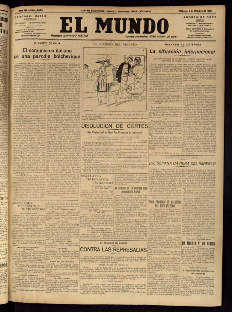 Miniatura de El Mundo del 2 de octubre de 1920