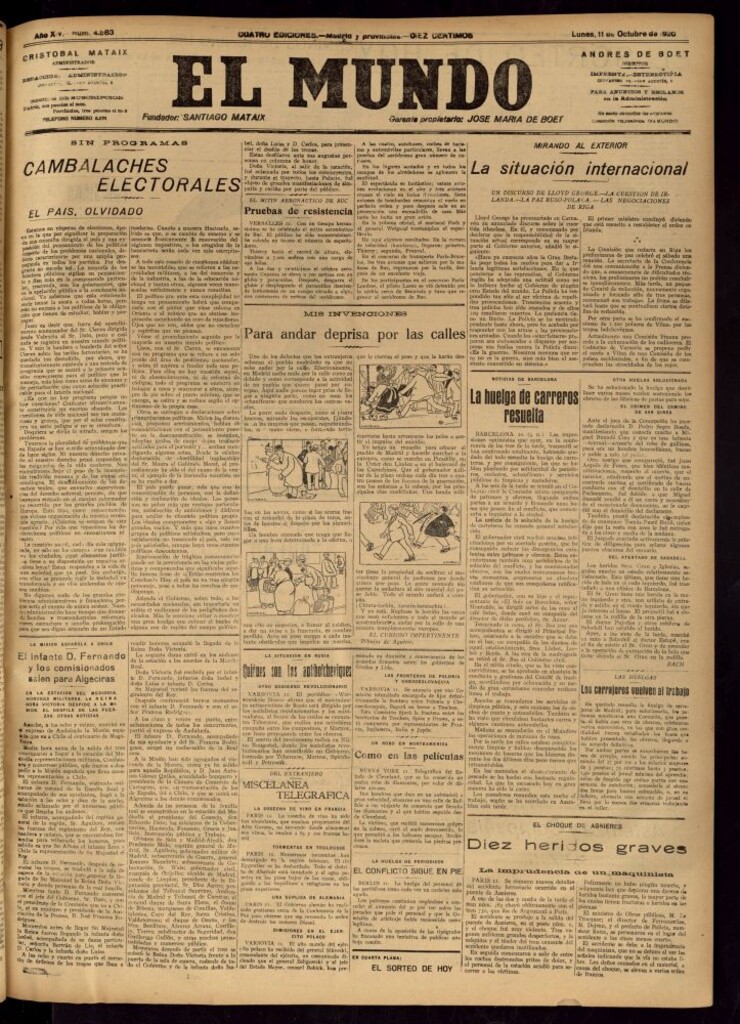 Miniatura de El Mundo del 11 de octubre de 1920