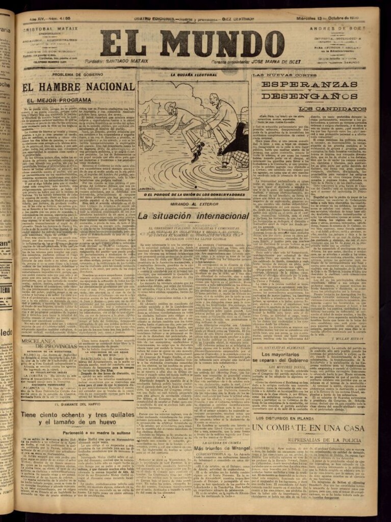 Miniatura de El Mundo del 13 de octubre de 1920