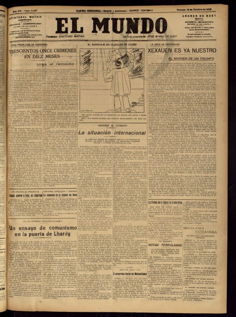 Miniatura de El Mundo del 15 de octubre de 1920