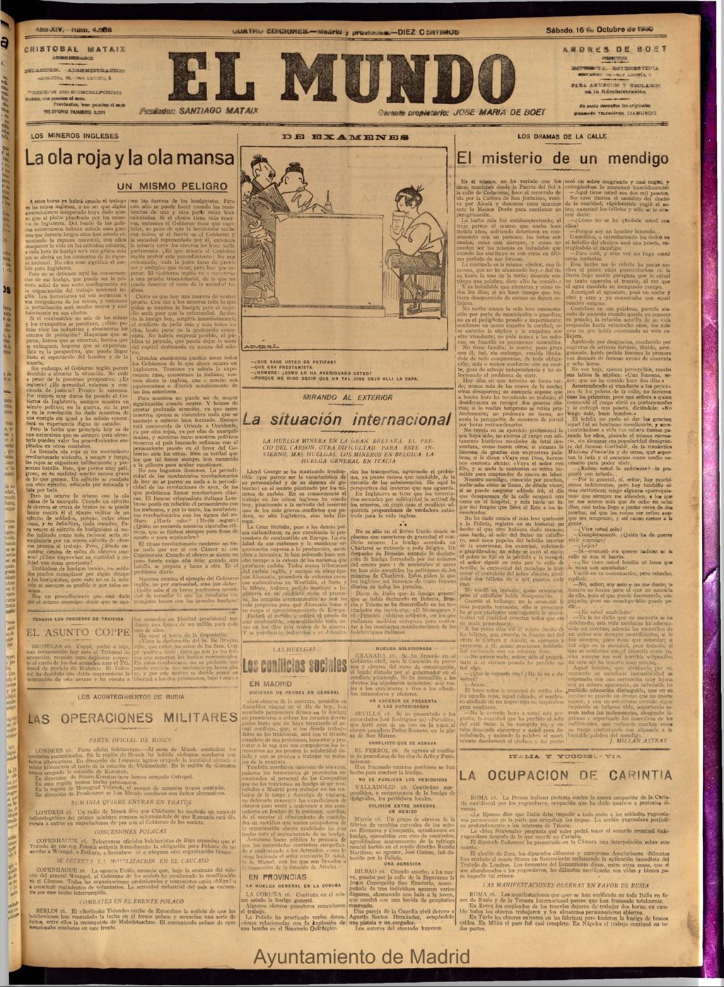 Miniatura de El Mundo del 16 de octubre de 1920
