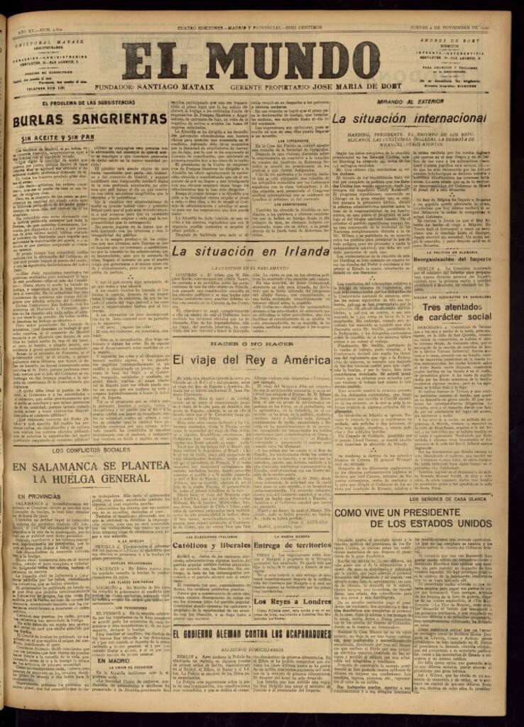 Miniatura de El Mundo del 4 de noviembre de 1920