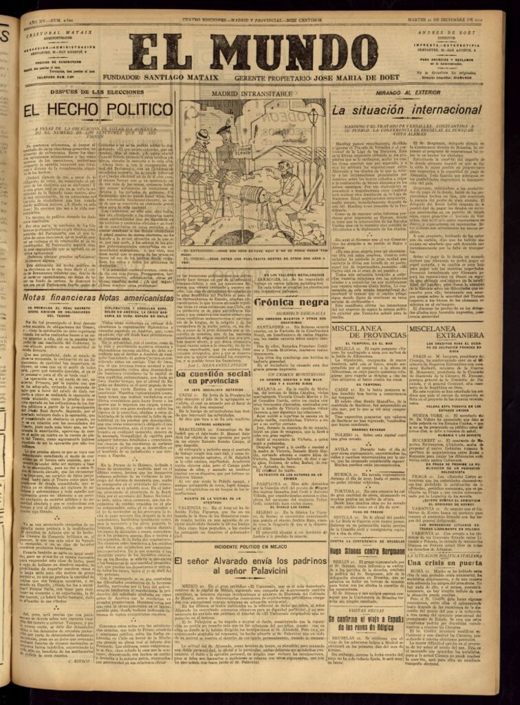 Miniatura de El Mundo del 21 de diciembre de 1920