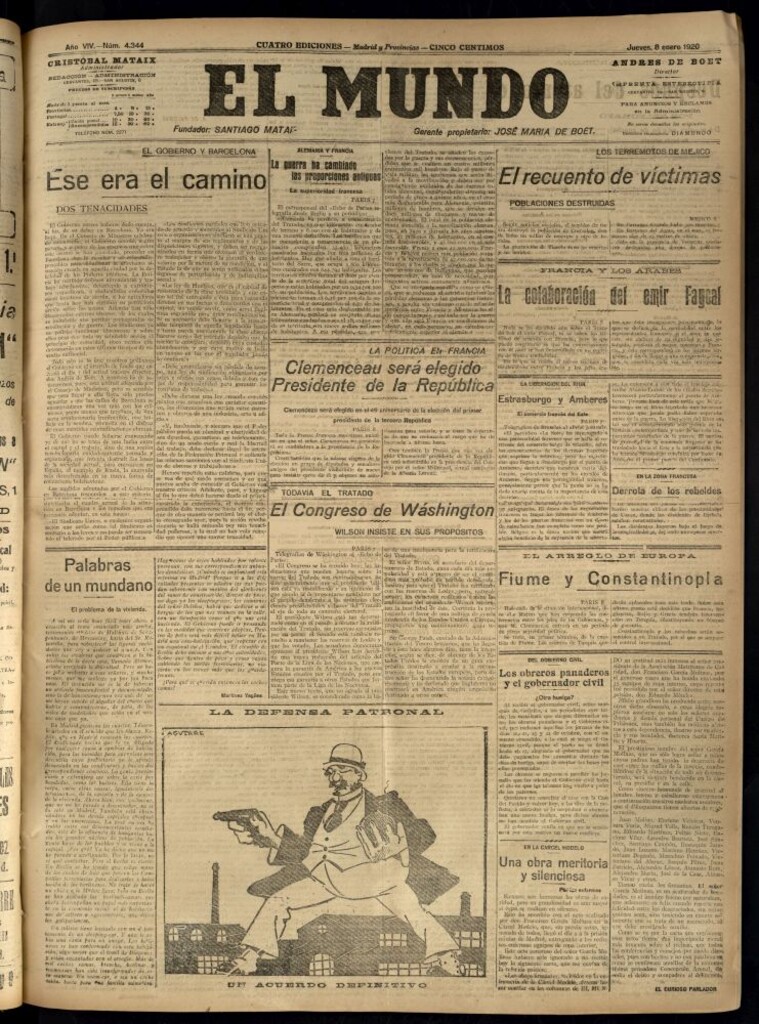 Miniatura de El Mundo del 8 de enero de 1920 (edición de provincias)