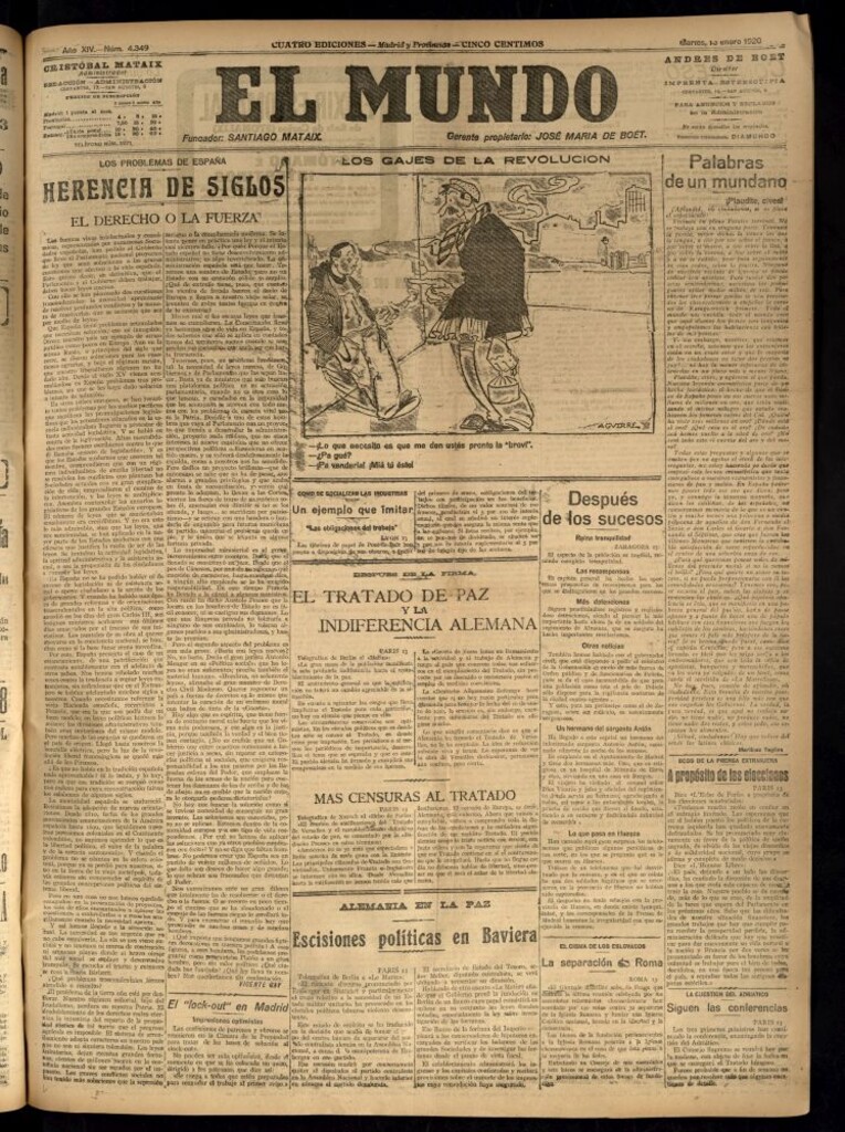 Miniatura de El Mundo del 13 de enero de 1920 (edición de provincias)