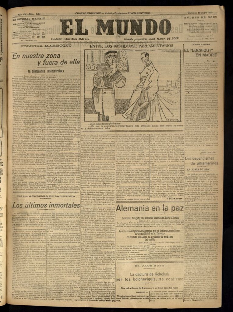 Miniatura de El Mundo del 18 de enero de 1920 (edición de provincias)