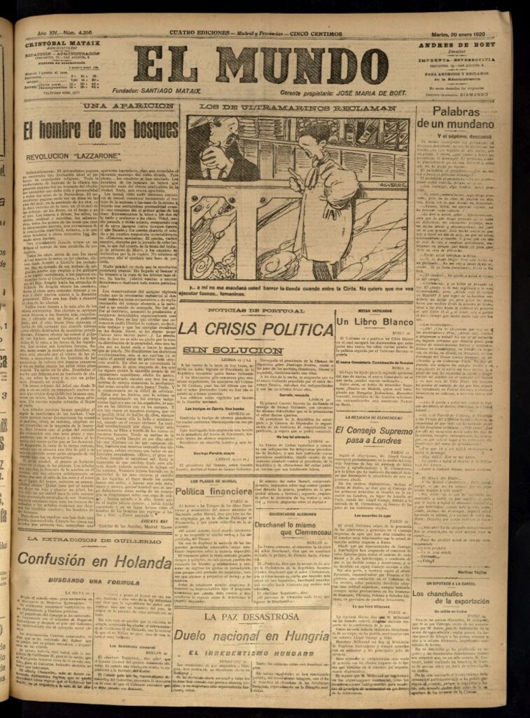 Miniatura de El Mundo del 20 de enero de 1920 (edición de provincias)