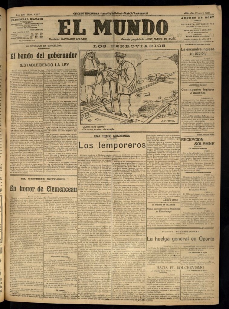 Miniatura de El Mundo del 21 de enero de 1920 (edición de provincias)