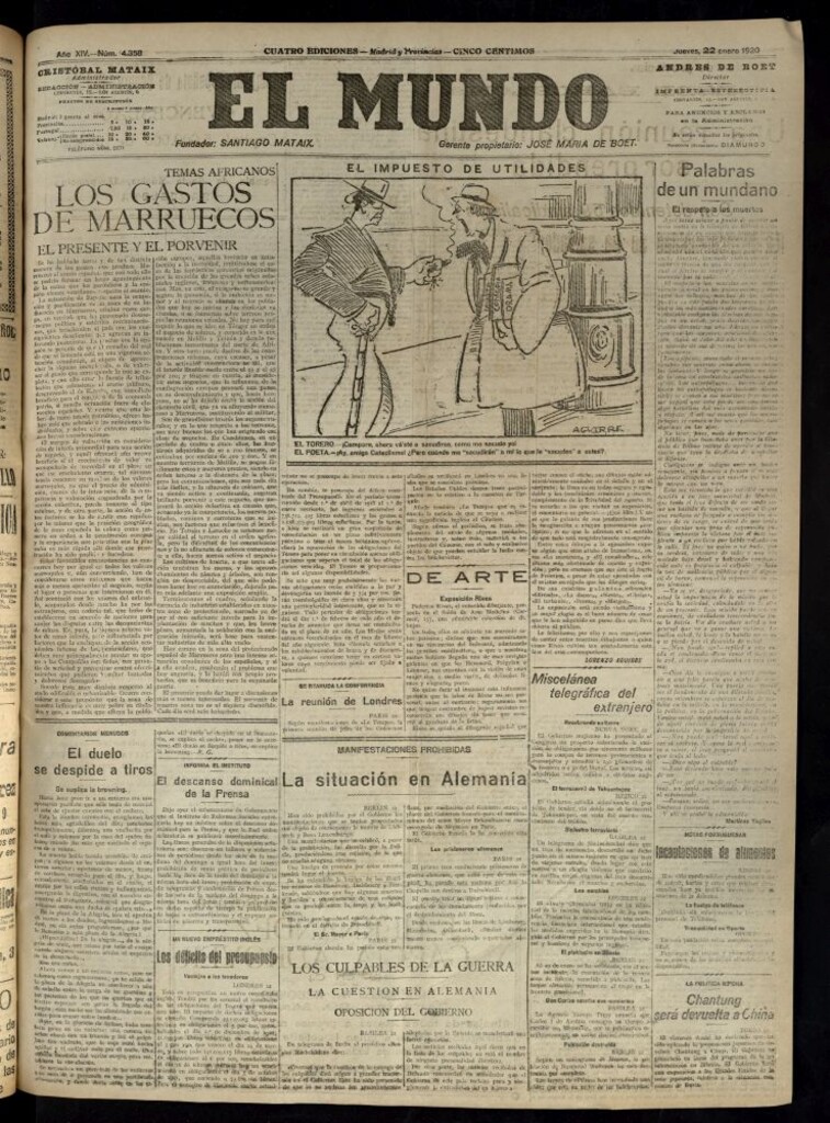 Miniatura de El Mundo del 22 de enero de 1920 (edición de provincias)