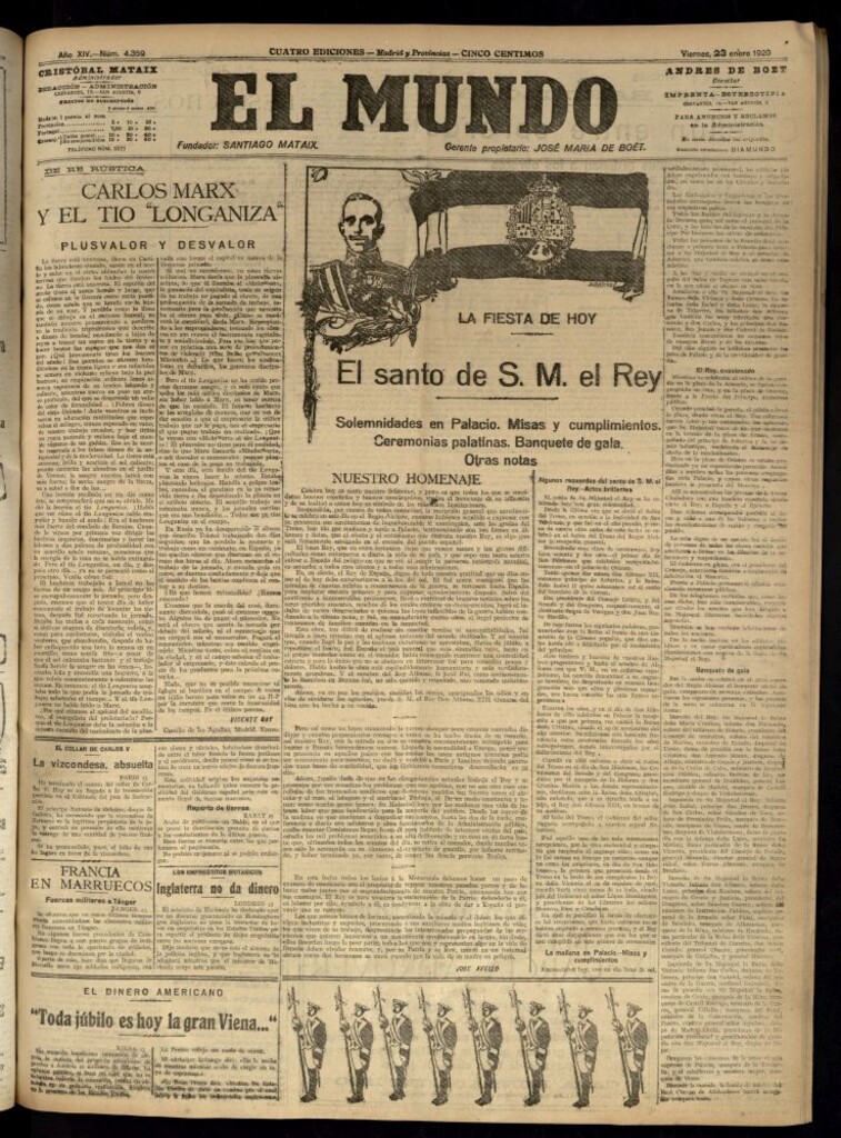 Miniatura de El Mundo del 23 de enero de 1920 (edición de provincias)