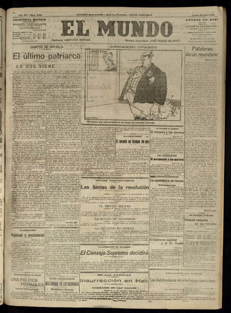 Miniatura de El Mundo del 26 de enero de 1920 (edición de provincias)