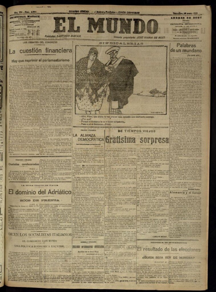 Miniatura de El Mundo del 28 de enero de 1920 (edición de provincias)