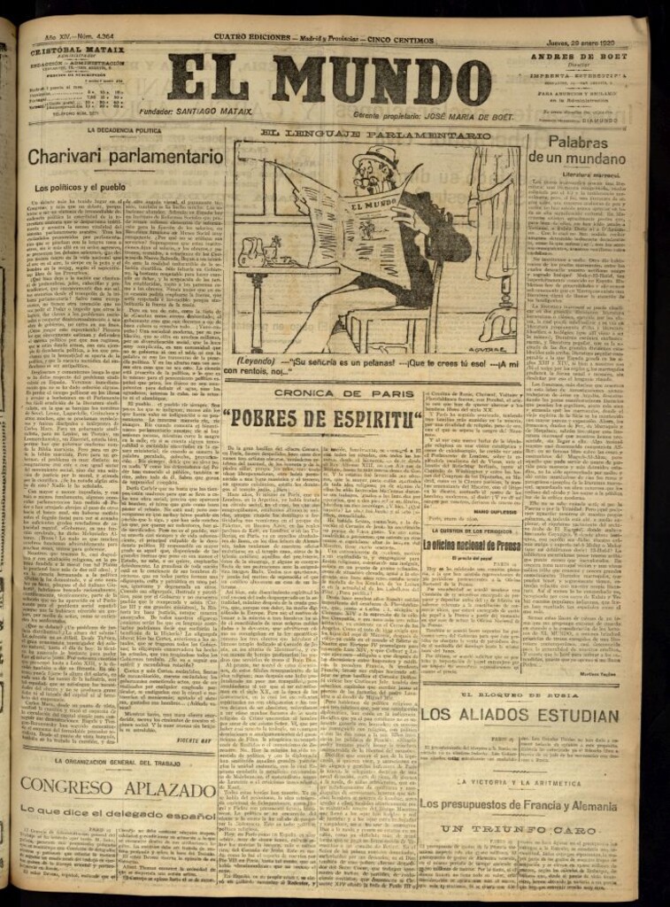 Miniatura de El Mundo del 29 de enero de 1920 (edición de provincias)