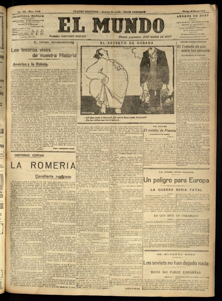 Miniatura de El Mundo del 3 de febrero de 1920 (edición de provincias)