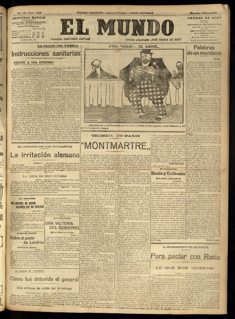 Miniatura de El Mundo del 4 de febrero de 1920 (edición de provincias)