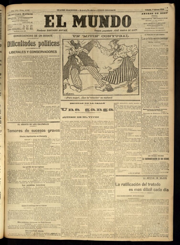 Miniatura de El Mundo del 7 de febrero de 1920 (edición de provincias)