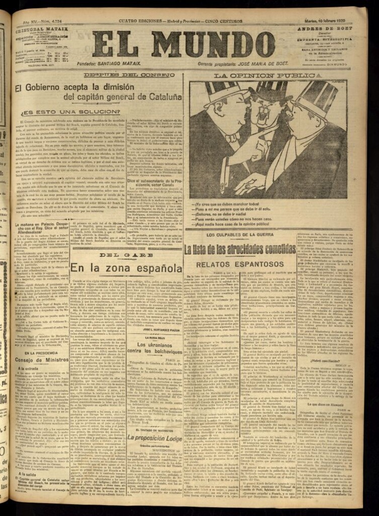 Miniatura de El Mundo del 10 de febrero de 1920 (edición de provincias)