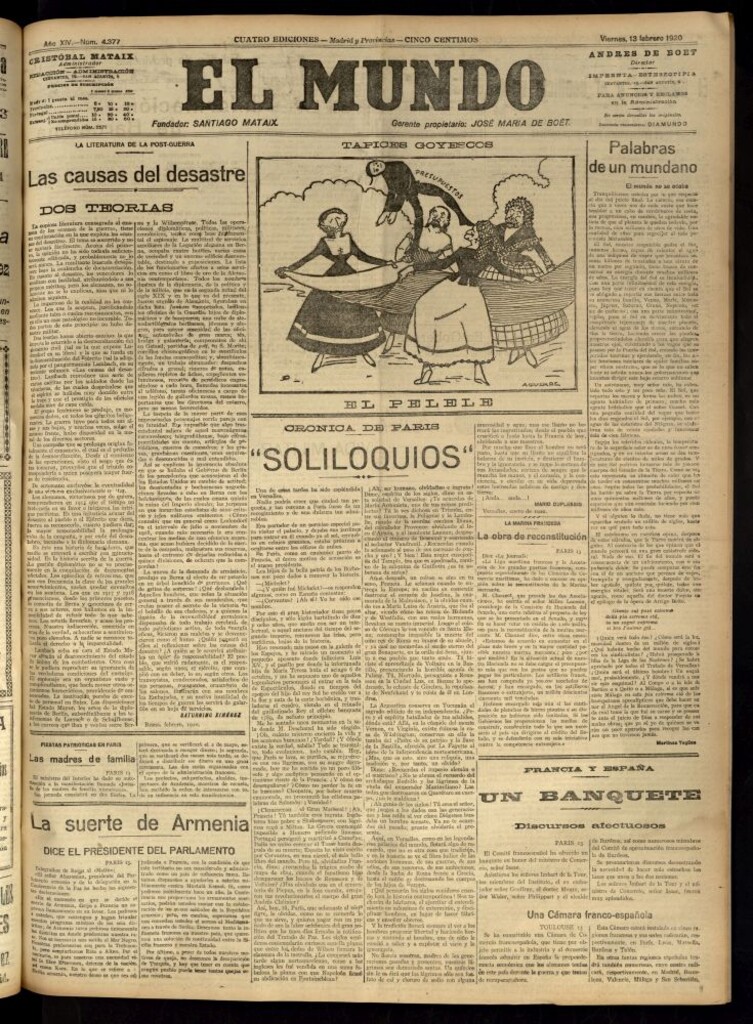 Miniatura de El Mundo del 13 de febrero de 1920 (edición de provincias)