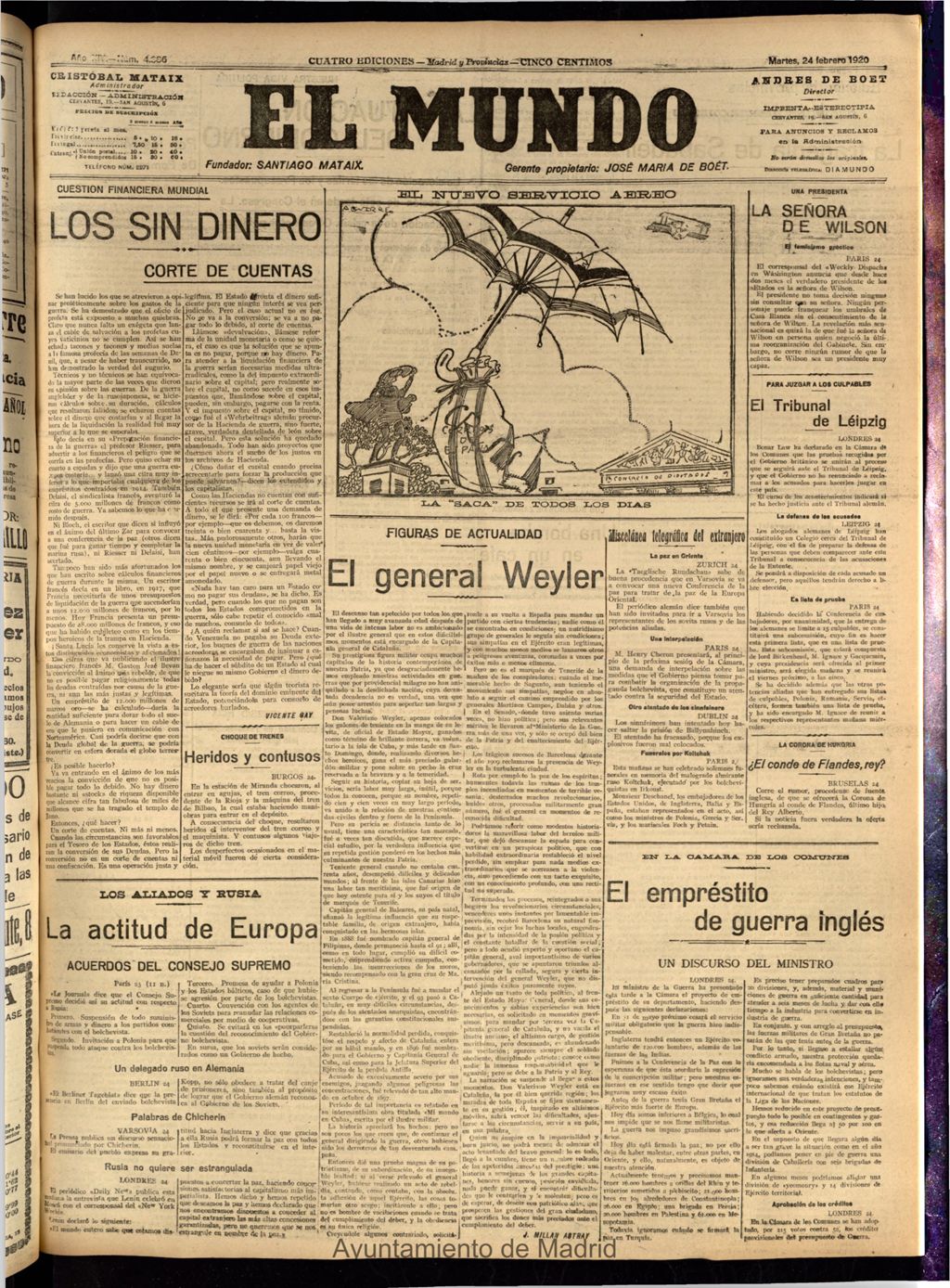 Miniatura de El Mundo del 24 de febrero de 1920 (edición de provincias)