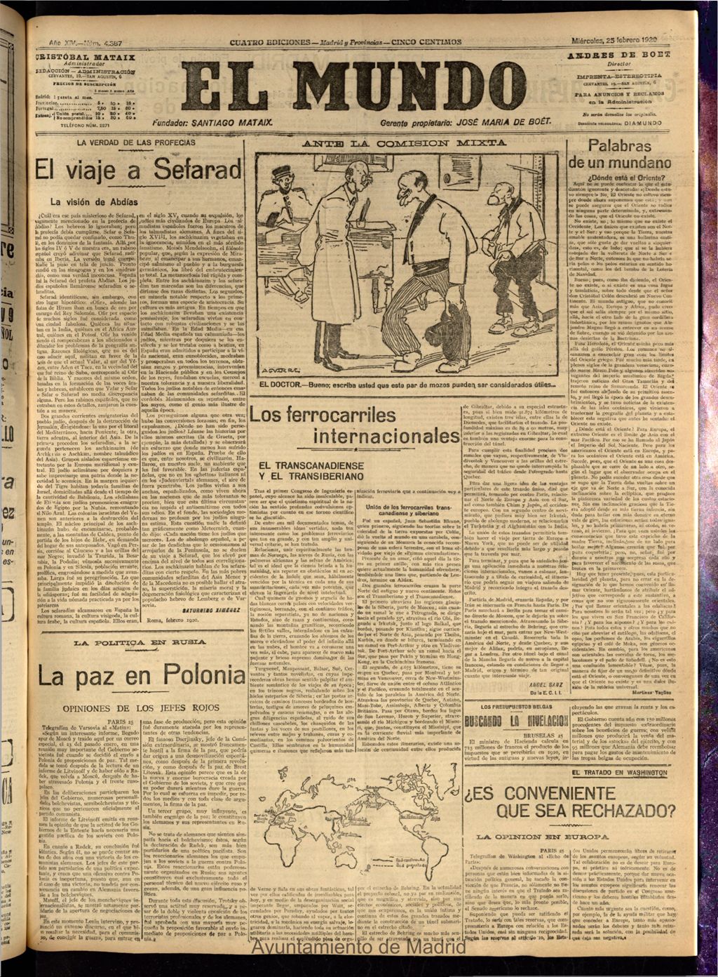 Miniatura de El Mundo del 25 de febrero de 1920 (edición de provincias)