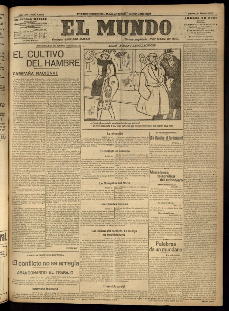 Miniatura de El Mundo del 27 de febrero de 1920 (edición de provincias)