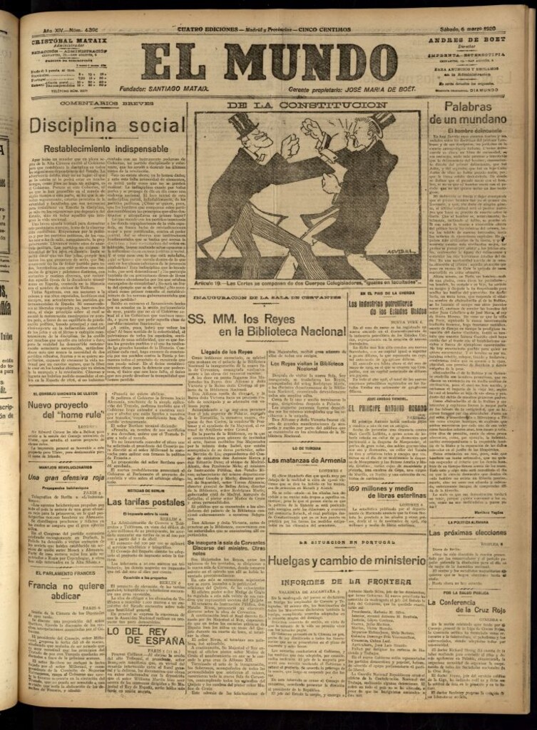 Miniatura de El Mundo del 6 de marzo de 1920 (edición de provincias)