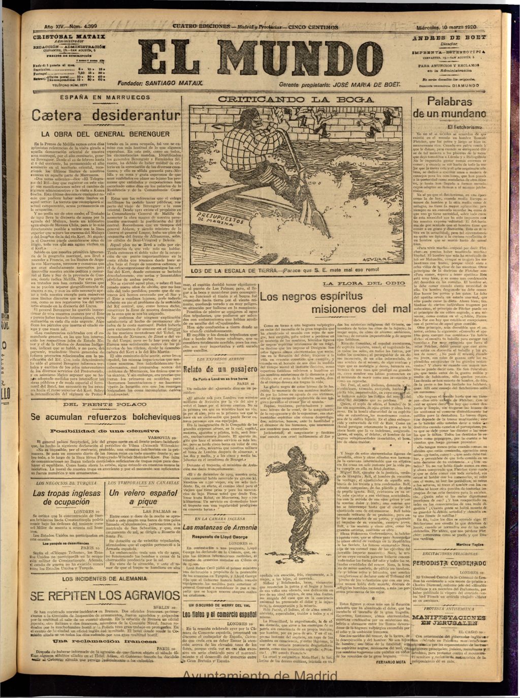 Miniatura de El Mundo del 10 de marzo de 1920 (edición de provincias)