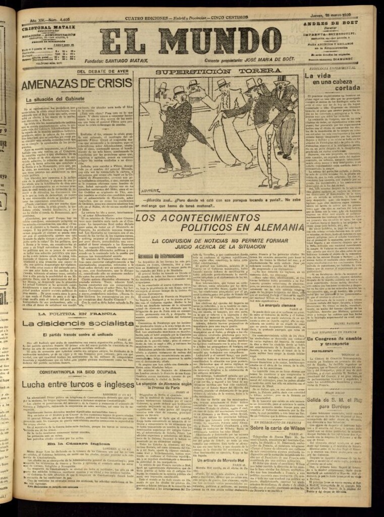 Miniatura de El Mundo del 18 de marzo de 1920 (edición de provincias)